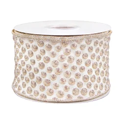 3 in. HGTV Home Collection Rainer Jacquard Tissue Back Ribbon, Gold