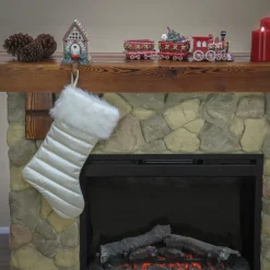 20 in. HGTV Home Collection Puffy Coat Stocking, White