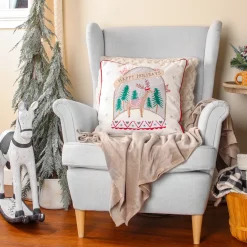 18 in. HGTV Home Collection Snow Globe Christmas Pillow