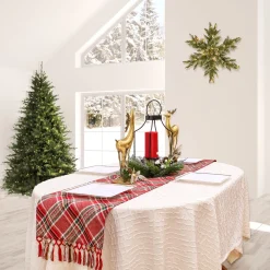 72 in. HGTV Home Collection Bias Cut Red Plaid Table Runner