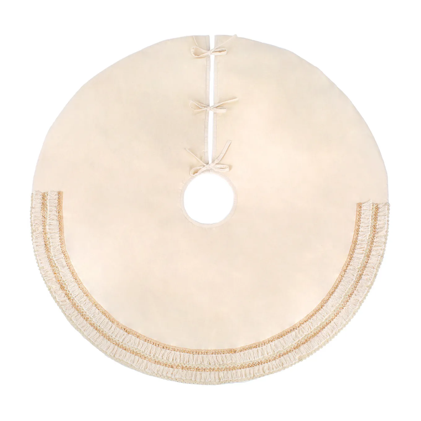 52 in. HGTV Home Collection Fringe Detail Tree Skirt, Off White