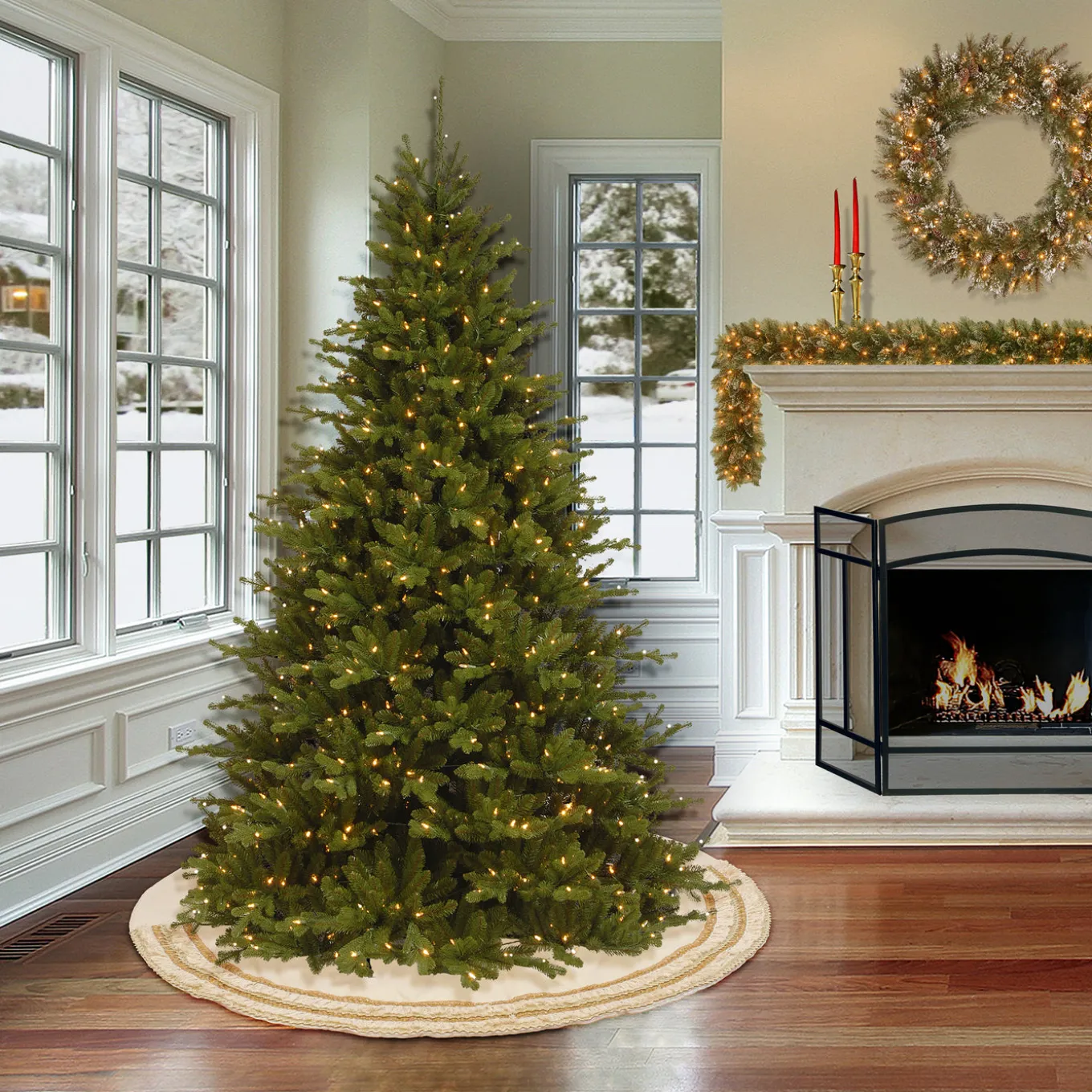 52 in. HGTV Home Collection Fringe Detail Tree Skirt, Off White