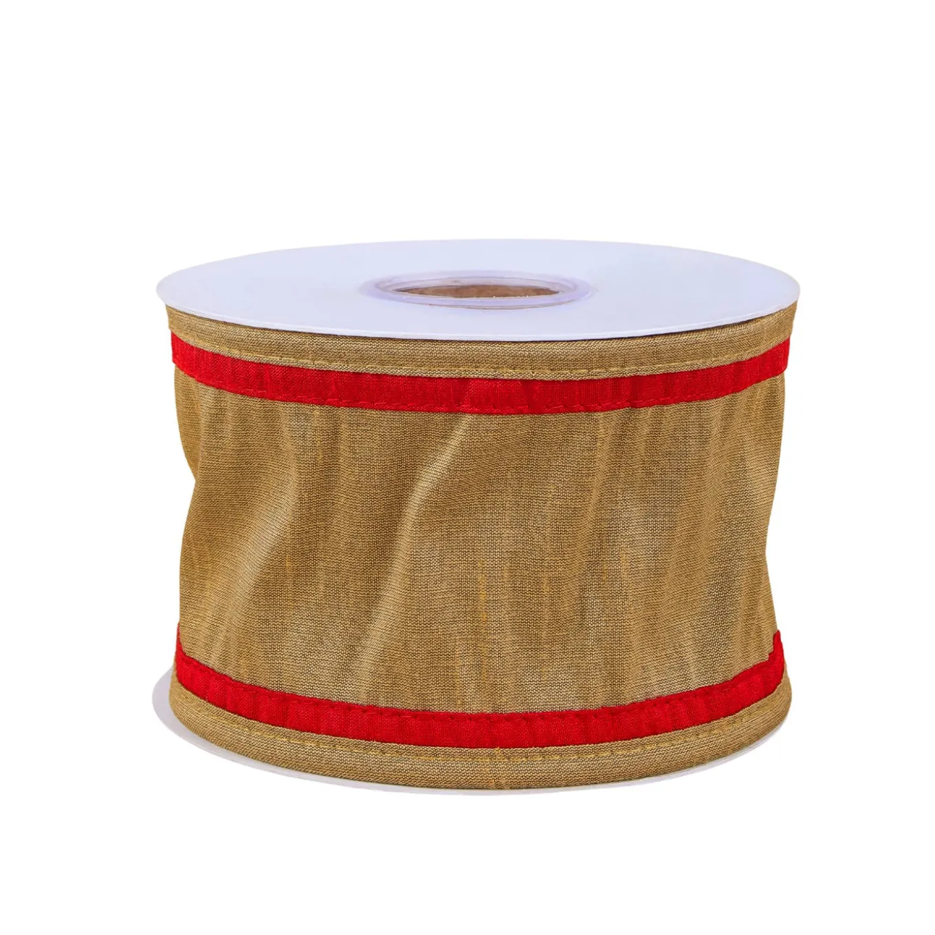 3 in. HGTV Home Collection Dupioni Double-Sided Ribbon, Gold & Red