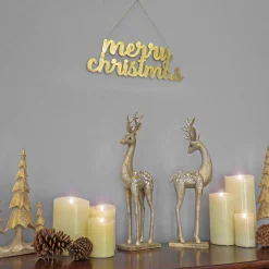 19 in. HGTV Home Collection Merry Christmas Metal Wall Decoration
