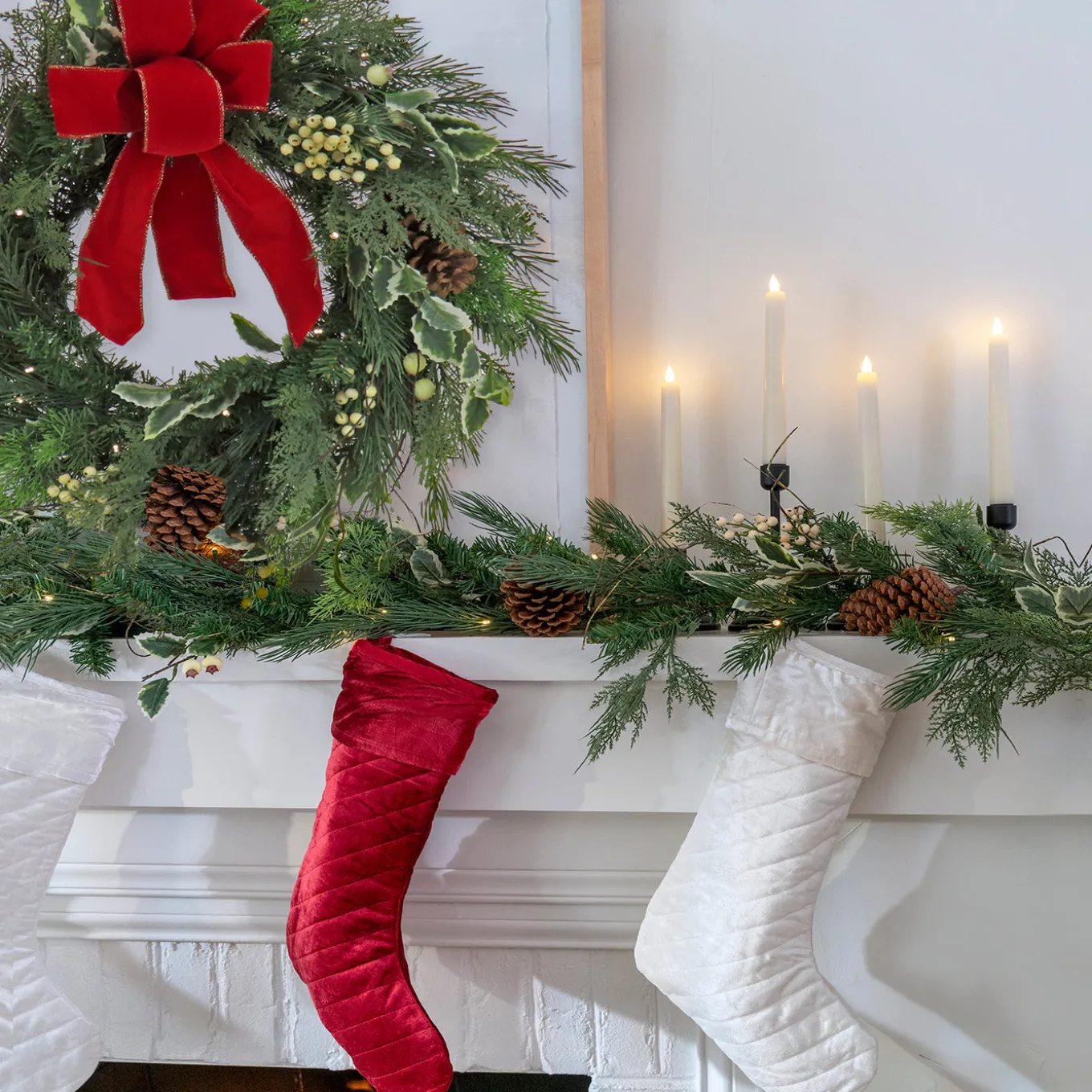 19 in. HGTV Home Collection Quilted Velvet Stocking, Red