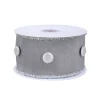 3 in. HGTV Home Collection Dupioni Button Ribbon, Silver
