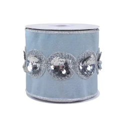 4 in. HGTV Home Collection Sequin Beaded Taffeta Ribbon, Blue