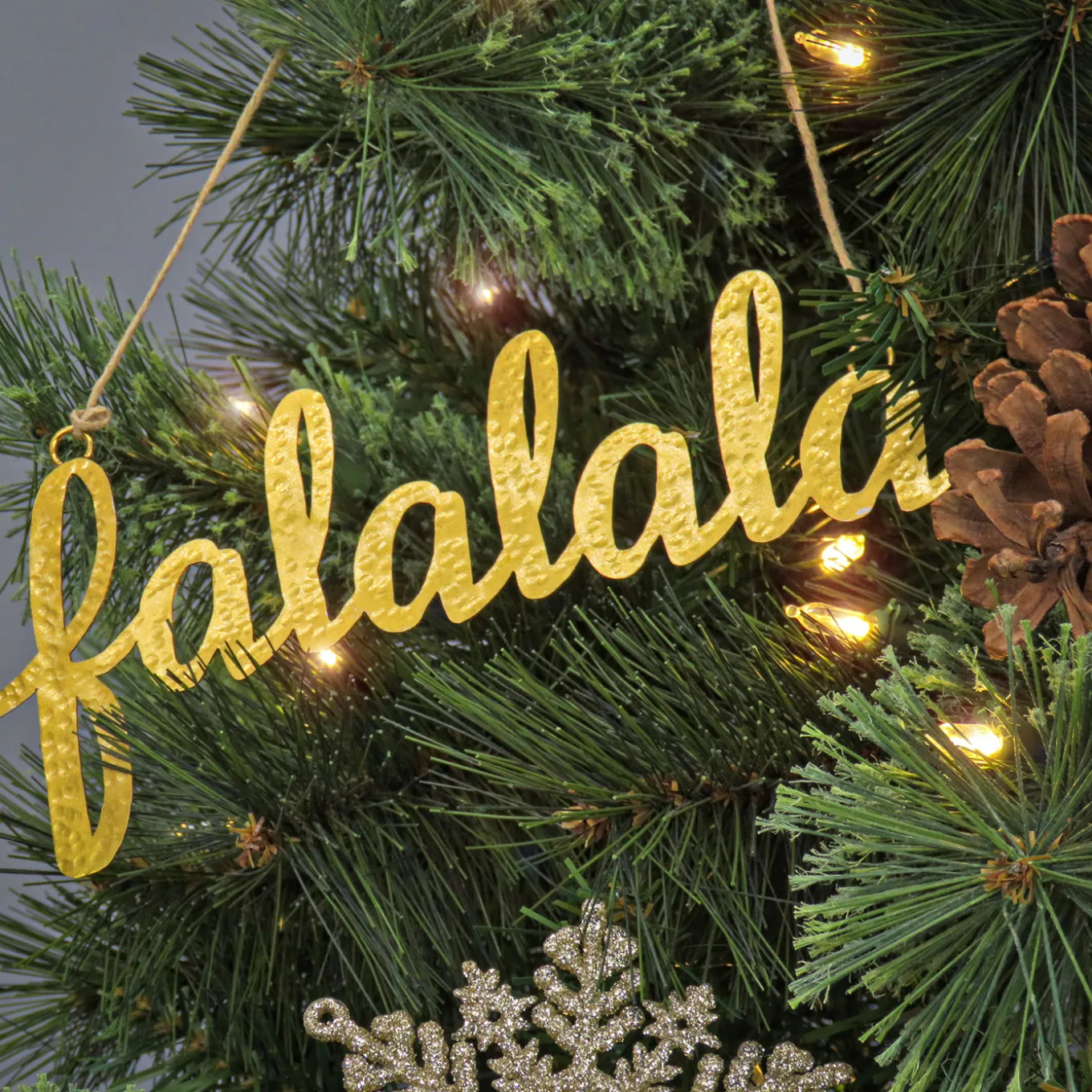 9 in. HGTV Home Collection Falalala Metal Ornament Set