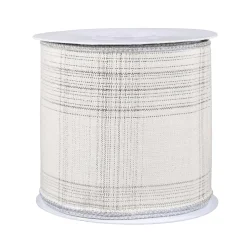 3 in. HGTV Home Collection Double-Fused Silver Plaid Ribbon