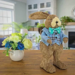 10 in. Male Bunny in Blue Coat Table Decoration