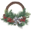 24 in. Mixed Pine and Berries Decorated Wreath