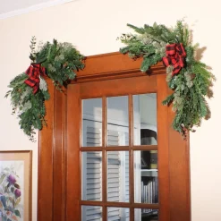 24 in. Mixed Pine and Bow Christmas Corner Swags