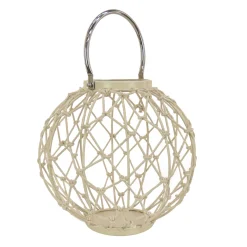 12 in. Modern Design and Finish Bleached Sand Outdoor Lantern Candleholder