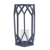 14 in. Modern Design and Finish Dusty Blue Outdoor Lantern Candleholder