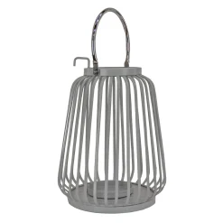 13 in. Modern Design and Finish Glacier Gray Outdoor Lantern Candleholder