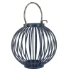 11 in. Modern Design and Finish Dark Blue Outdoor Lantern Candleholder