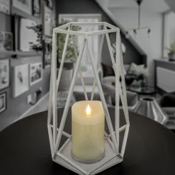 12 in. Modern Design and Finish Glacier Gray Outdoor Lantern Candleholder