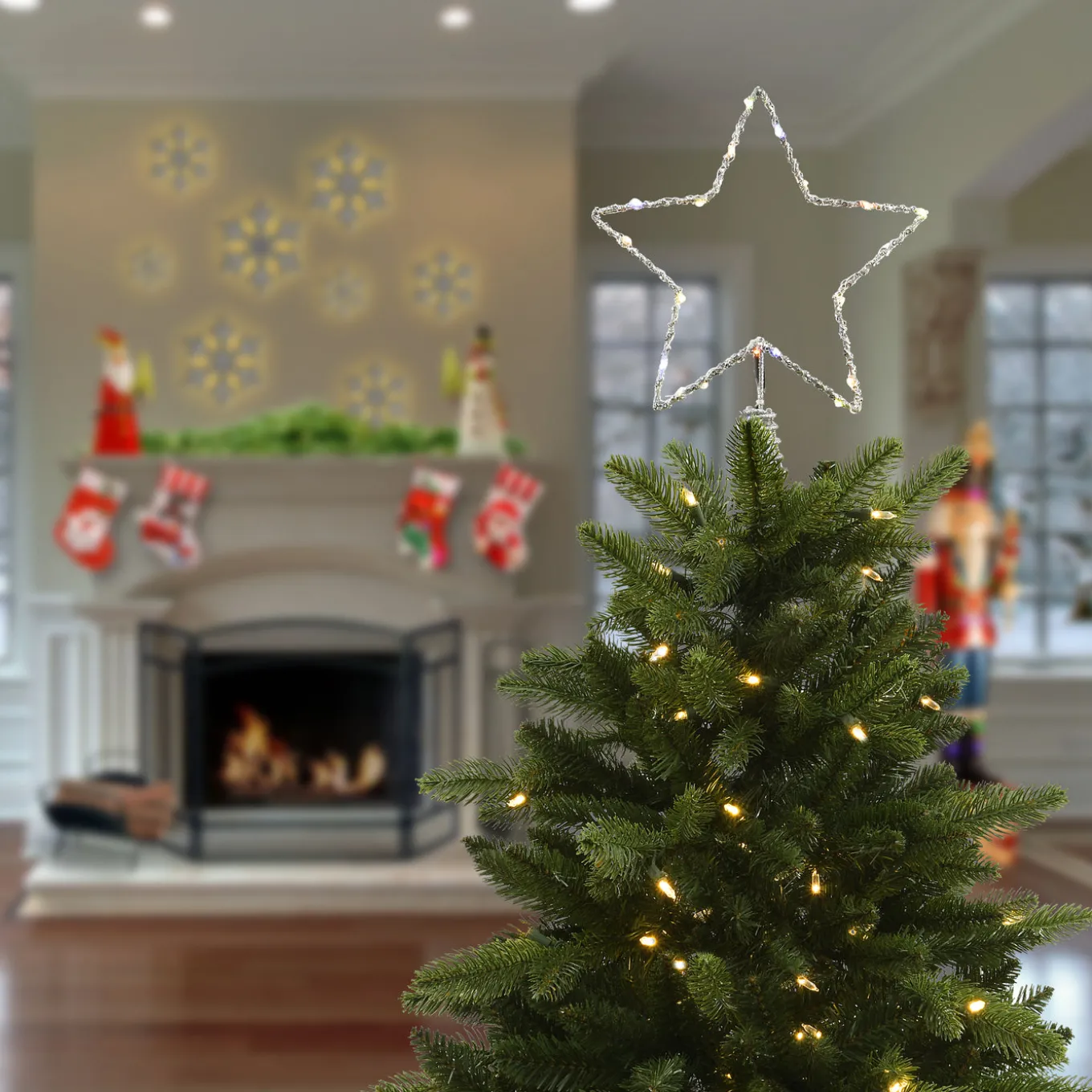 13.5 in. Open Star Tree Top for Artificial Trees with Dual Color Lights