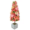 19 in. Pastel Colors Spring Floral Cone Tree