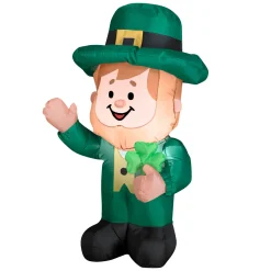 42 in. Patrick's Day Waving Leprechaun Inflatable Decoration