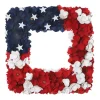 22 in. Patriotic Hanging Square Wreath with Red White and Blue Flowers Stars