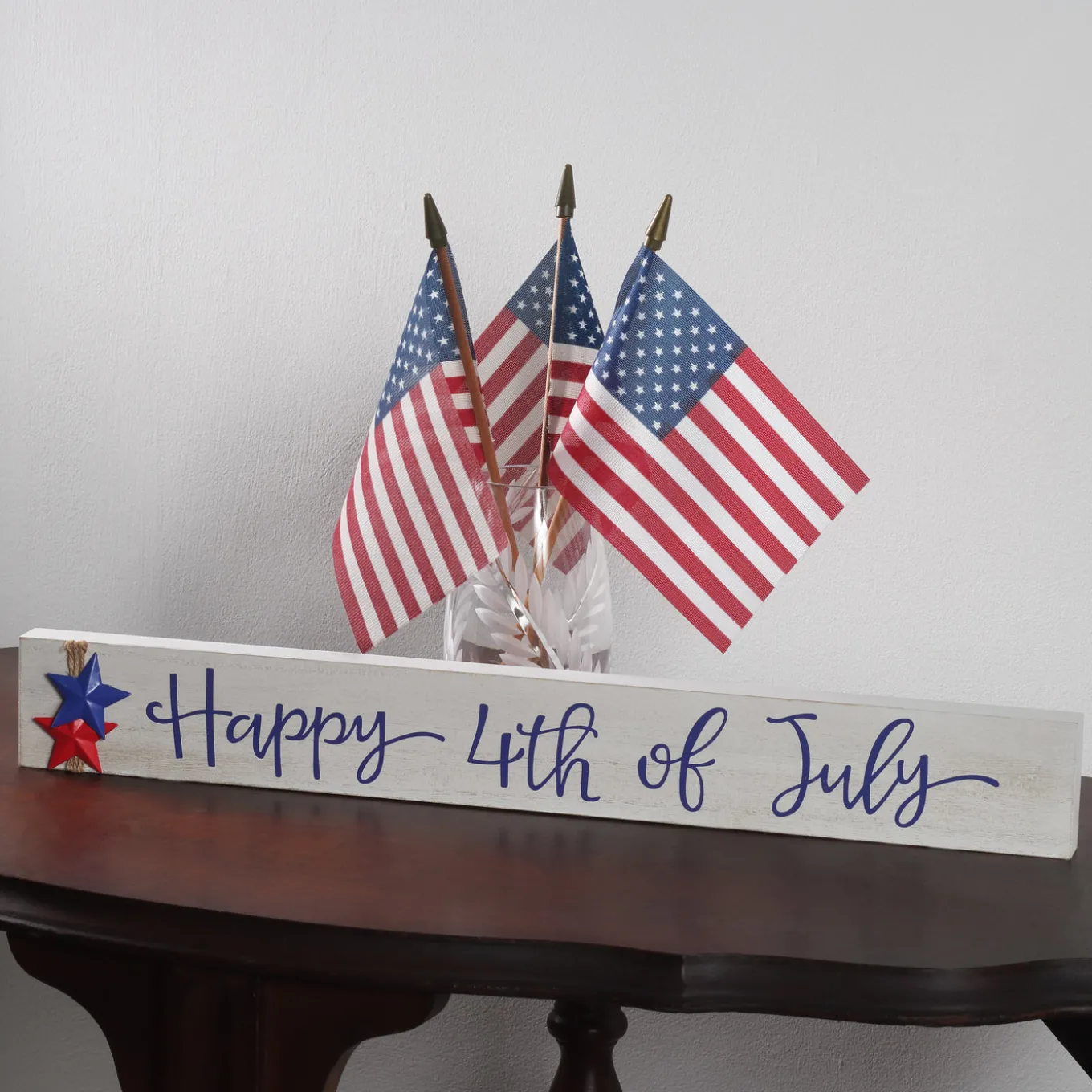 19 in. Patriotic Happy 4th of July Table Decoration