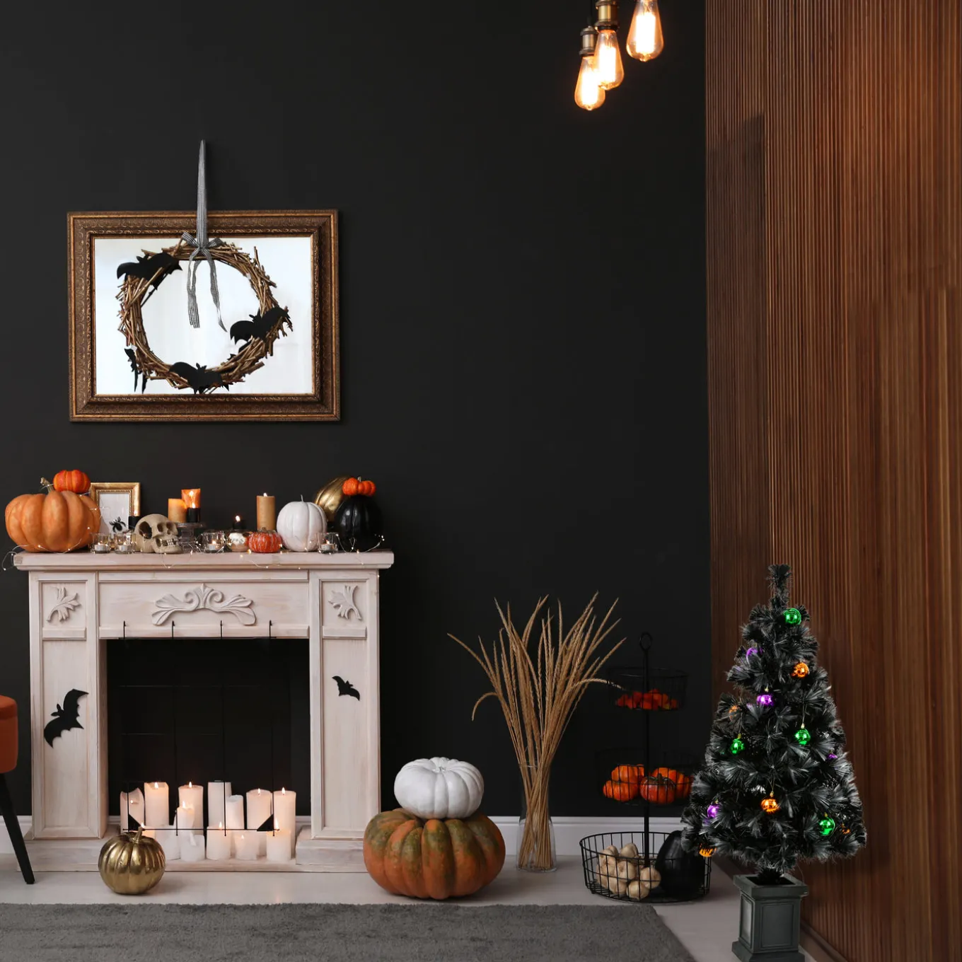 12 in. 30-Piece Halloween Orange, Green, Purple Globe Shape Ornament Set