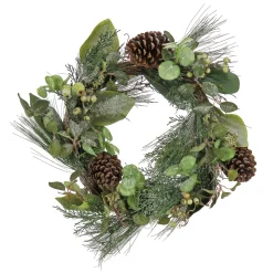 24 in. Pine Berry Cone Plastic Wreath