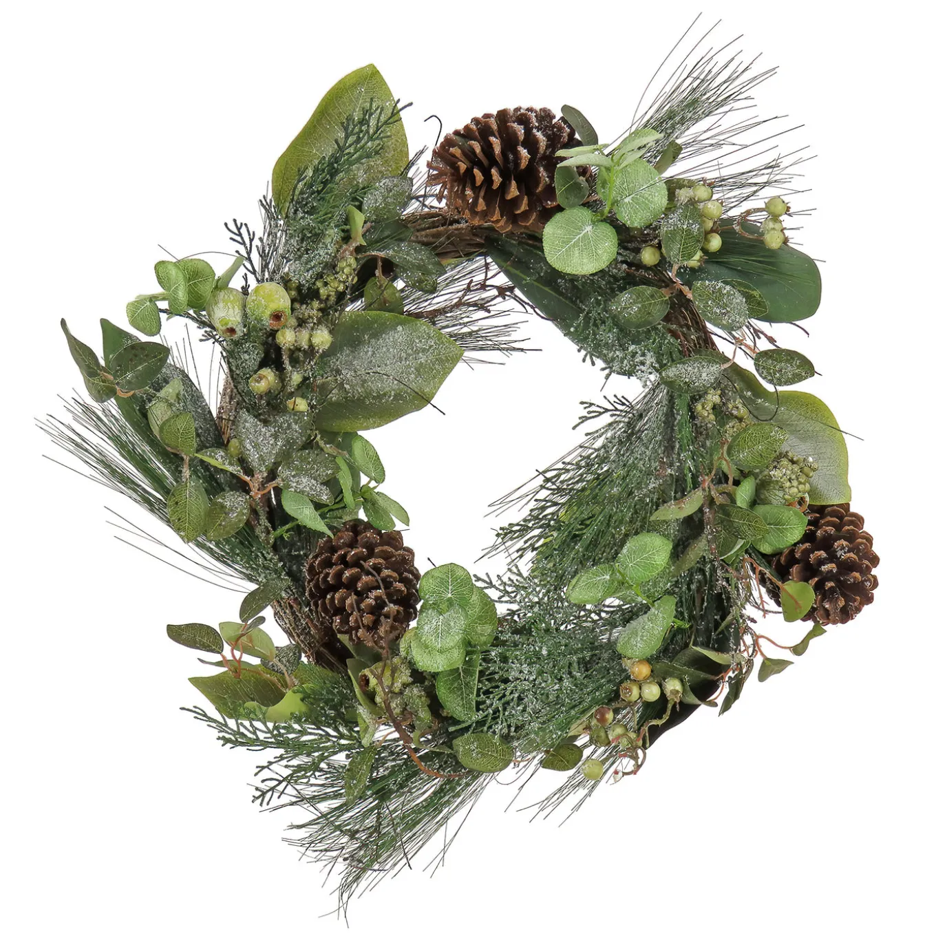 24 in. Pine Berry Cone Plastic Wreath