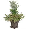 48 in. Pre Lit Cedar and Evergreen Artificial Shrub with Blue and White Berries, LED Lights