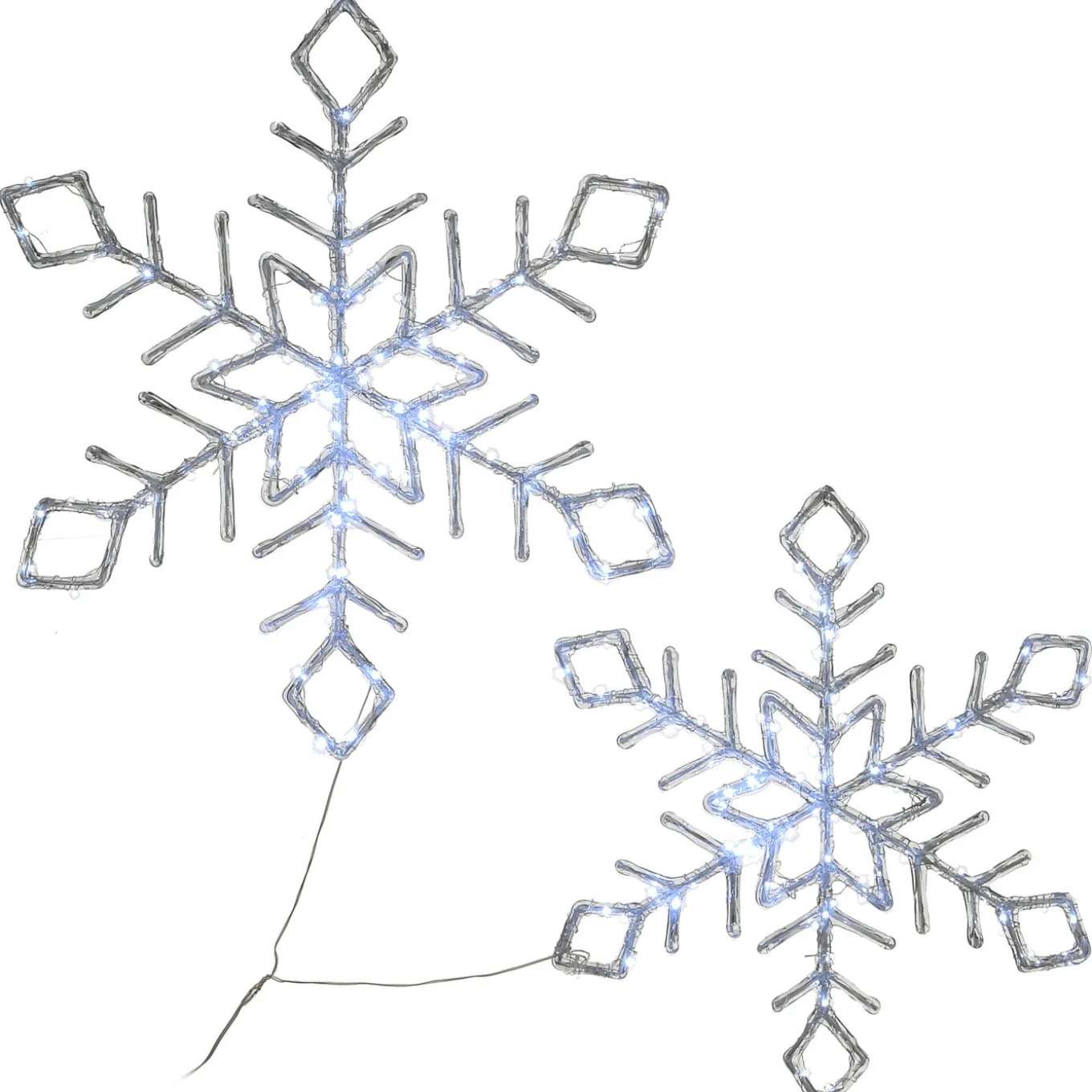 24 in. Pre Lit Diamond Tip Snowflake Decorationvwith Cool White LED Lights