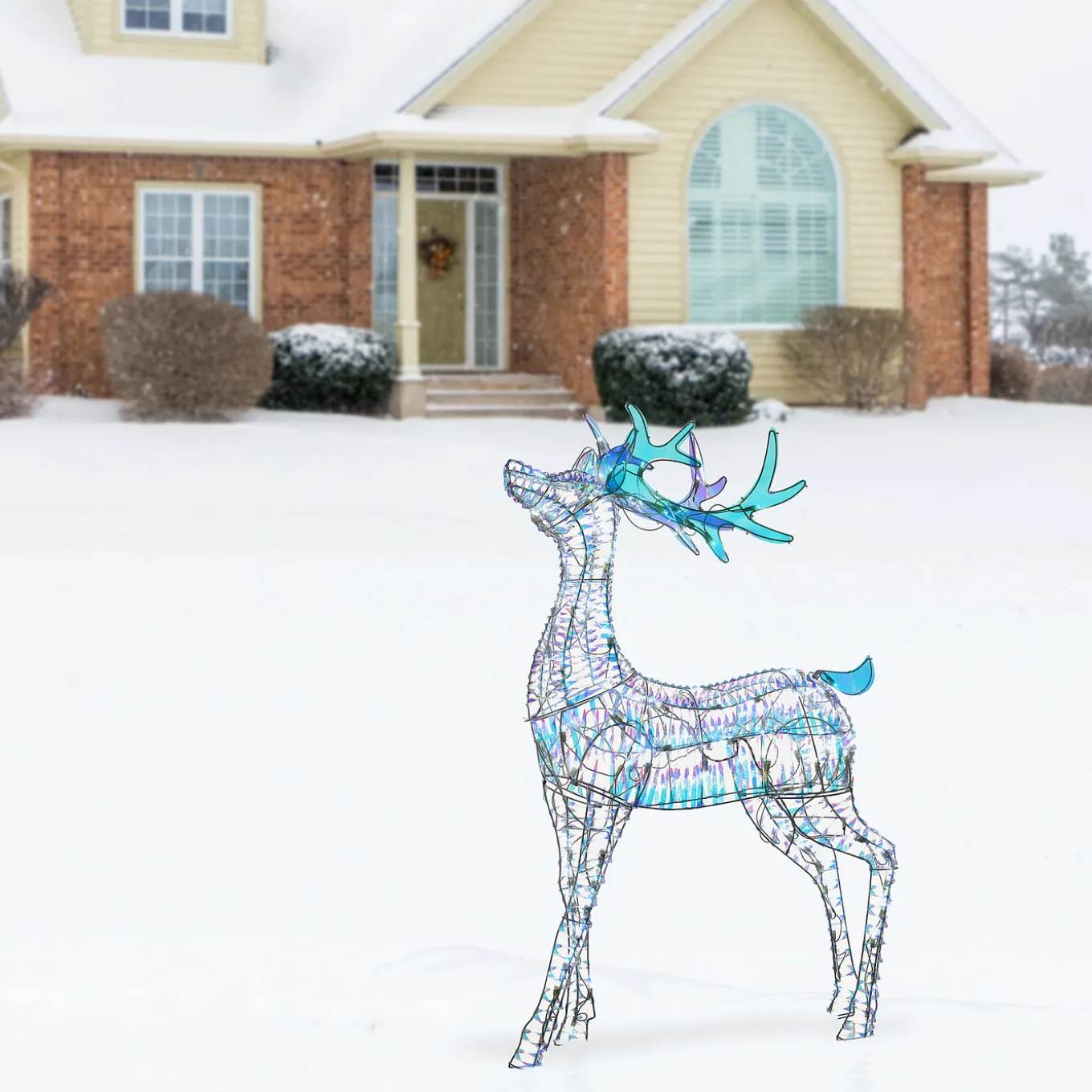 48 in. Pre Lit Iridescent Reindeer Decoration with Cool White LED Lights