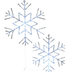 24 in. Pre Lit Six Point Star Snowflake Decoration with Cool White LED Lights