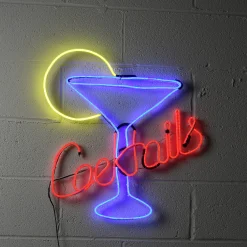 23 in. Pre-Lit 2D Neon Multi Color Cocktails Hanging Outdoor Decoration with LED Lights