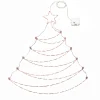 37 in. Pre-Lit Artificial Silver Christmas Tree, Hanging Metal Wire Decoration with Warm White LED Lights