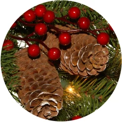 24 in. Pre-Lit Bristle Berry Wreath with LED Lights