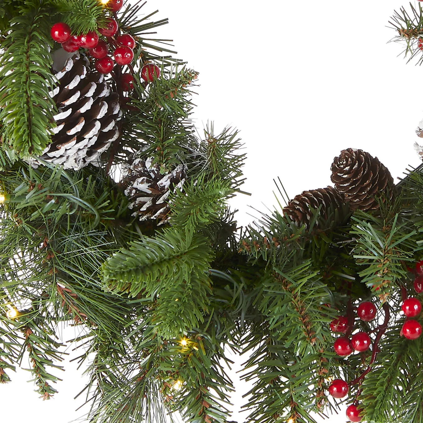 24 in. Pre-Lit Bristle Berry Wreath with LED Lights