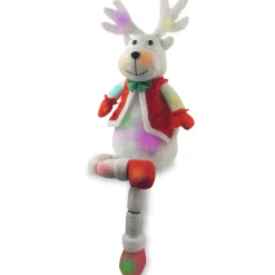 33 in. Pre-Lit Cotton Reindeer with Battery Operated LED Lights