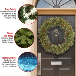 36 in. Pre-Lit Crestwood Spruce Wreath with Clear Lights