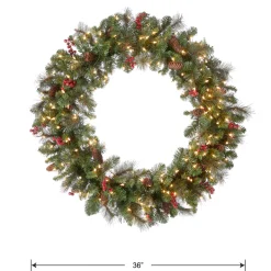 36 in. Pre-Lit Crestwood Spruce Wreath with Clear Lights