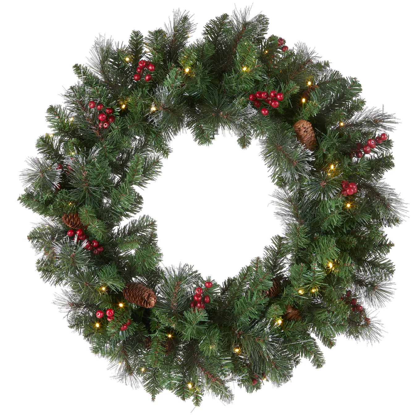 30 in. Pre-Lit Crestwood Spruce Wreath with Warm White LED Lights