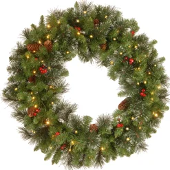 30 in. Pre-Lit Crestwood Spruce Wreath with Clear Lights