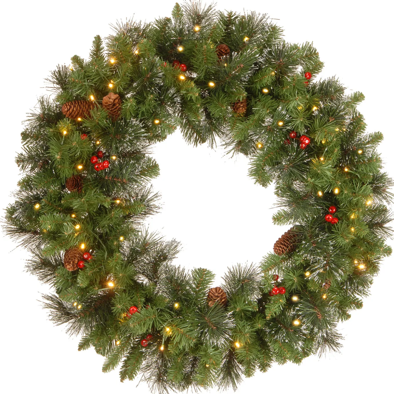 30 in. Pre-Lit Crestwood Spruce Wreath with Clear Lights