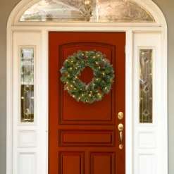 30 in. Pre-Lit Crestwood Spruce Wreath with Clear Lights