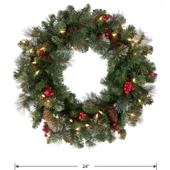 24 in. Pre-Lit Crestwood Spruce Wreath with Clear Lights - Plug In