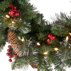 24 in. Pre-Lit Crestwood Spruce Wreath with Clear Lights - Plug In
