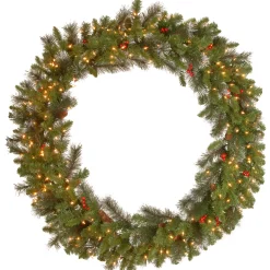 48 in. Pre-Lit Crestwood Spruce Wreath with Clear Lights