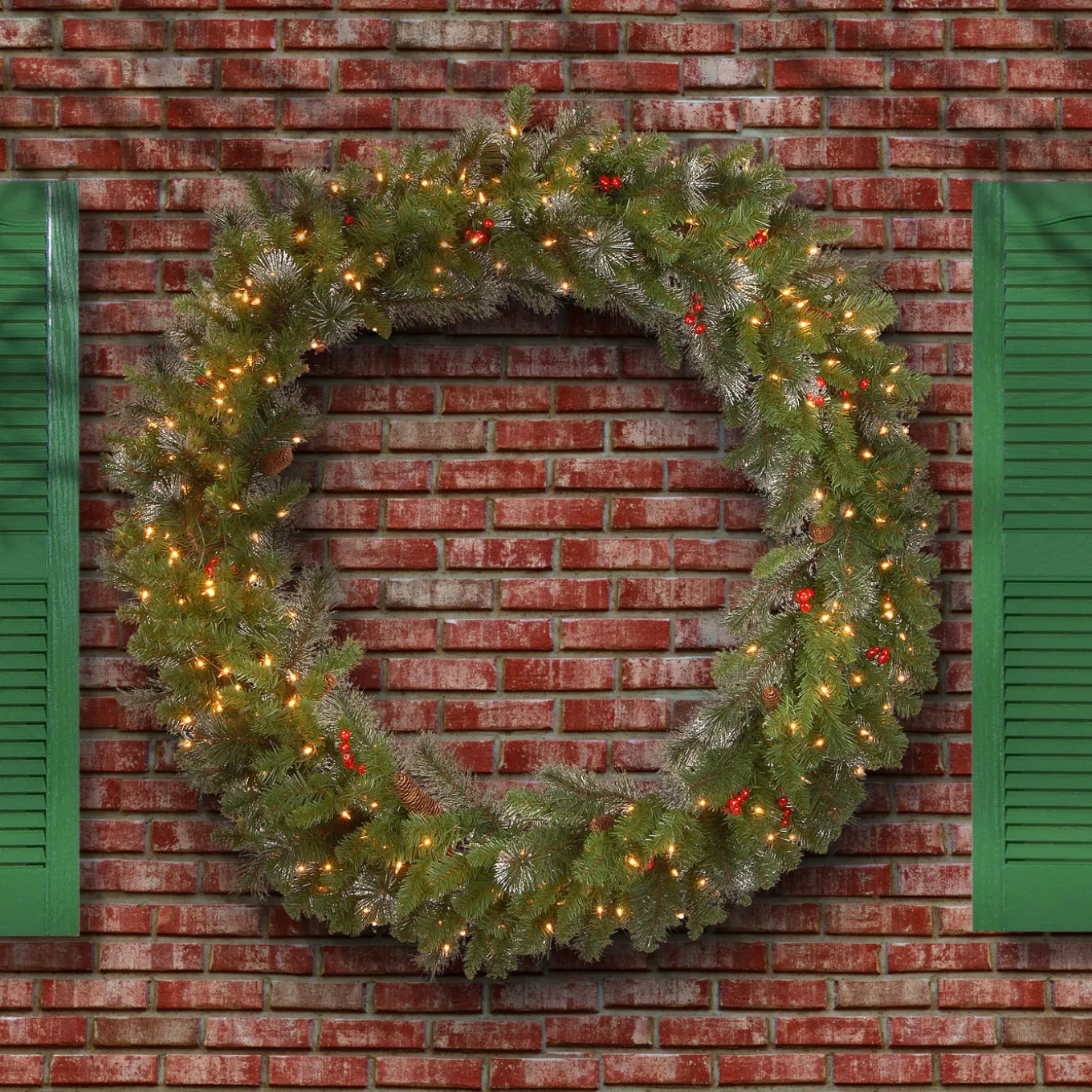 48 in. Pre-Lit Crestwood Spruce Wreath with Clear Lights