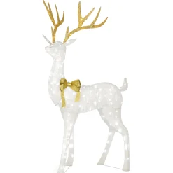 86 in. Pre-lit Crystal White Standing Buck