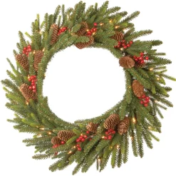 24 in. Pre-Lit Dorchester Fir Wreath with LED Lights